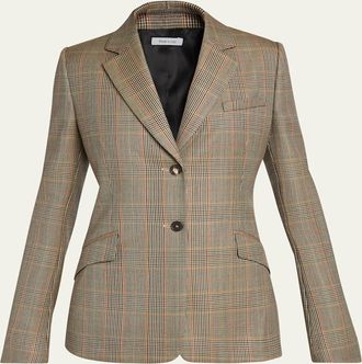 Alexander McQueen Prince Of Wales Wool Single-Breasted Blazer