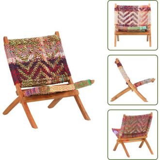 vidaXL The Living Store Sedia Chindi Pieghevole Multicolore in Tessuto - Sedia pieghevole