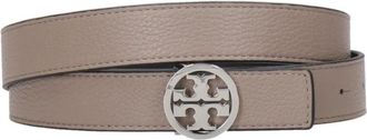 Tory Burch Double-T Gesp Riem - Dames - Riemen - Grijs - L - Leer - Accessoires