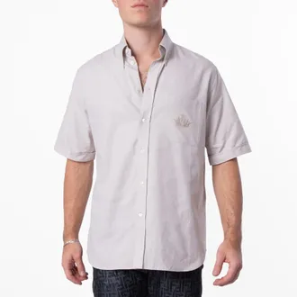 Fendi Mens Logo Embroidered Button Down Shirt, Size Small