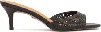 Kazar Elegante Zwarte Slippers met Openwork Patroon - Dames - Muiltjes - Zwart - 37 EU - Leer - Schoenen