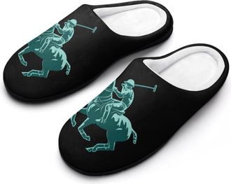 Generic Polo1 Horse Funny Mens Cotton Slippers Soft Non-Slip Rubber Sole House Slipper Indoor Outdoor