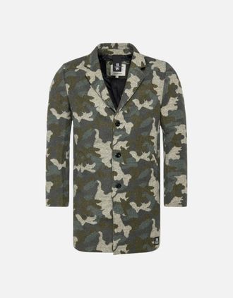 Tom Tailor Mens TOM TAILOR Mens Trench Over Coat Wool Winter Long Jacket Formal Office Outwear - Green/Multi - Size: 44/Regular
