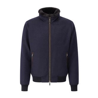 Moorer Luxe wol-kasjmier jas met dons - Heren - Winterjassen - Blauw - 2XL - Wol - Jassen