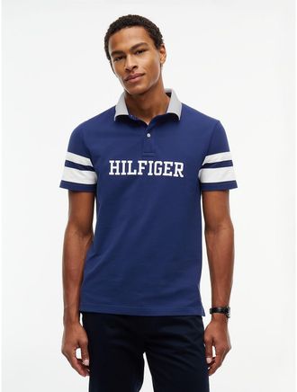 Tommy Hilfiger Mens Regular Fit Varsity Stripe Logo Polo - Carbon Navy - XXXL