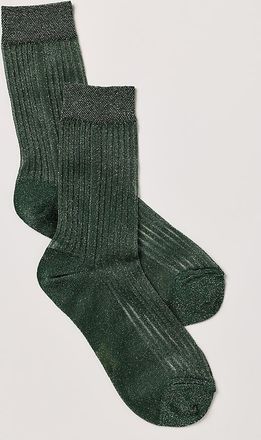 Stems Fine Ribbed Metallic Crew Socks
