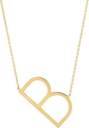 MAX + STONE 10k Yellow or White Gold Large Sideways Block Letter Initial with Cable Chain