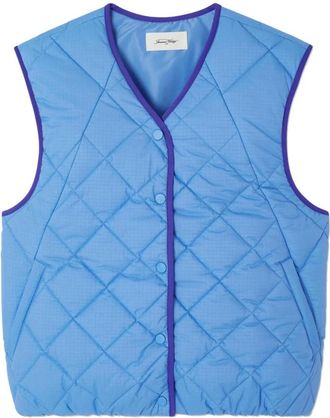 American Vintage Yupibam Gilet - Dames - Jassen - Blauw - Maat: Xs/S Polyamide