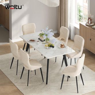 Woltu Woltu Sillas, Juego De 6 Sillas De Comedor, Sillas De Cocina, Chenilla, Beige