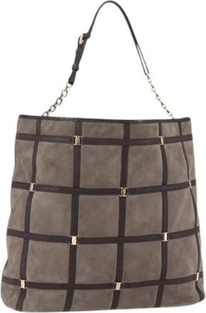 Ferragamo Pre-owned Shoulder Bags, female, Brown, Size: ONE SIZE Pre-owned Suede Shoulder Bag