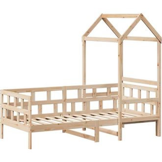 vidaXL Vidaxl - Sof&aacute; Cama Con Techo De Madera Maciza De Pino 80x200 Cm