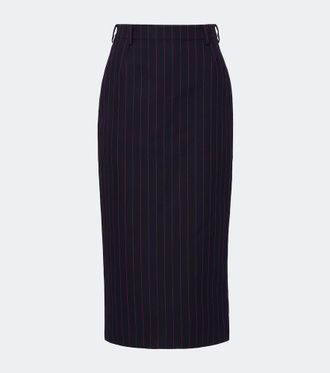 MUGLER Gonna a tubino in lana vergine gessata