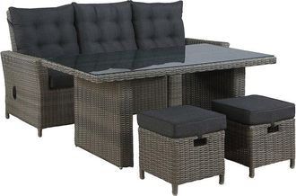 Alaterre Asti All-Weather Wicker 4Pc Outdoor Seating Set With Reclining Sofa, 26In Cocktail Table & Two Ottomans