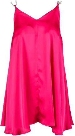 Simona Corsellini Fuchsia Mini Dress with Rhinestone-Embellished Straps