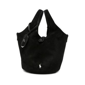 Ralph Lauren Tassen, Dames, Zwart, ONE Size, Su&egrave;de, Suede Logo-Embroidered Tote
