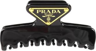 Prada Pre-owned Accessories, female, Black, Size: ONE SIZE Pre-owned Triangle Logo Hair Clip