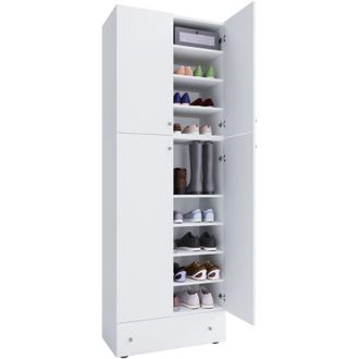 ebuy24 Gabinete De Zapato De Madera Vcm Dimensiones: Al. 200 X An. 70 X T. 39 Cm Gabinete Todo Uso 9 Compartimentos 4 Puertas Giratorias Caj&oacute;n Adicional - Lo