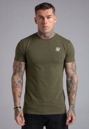 Siksilk Hombres Caqui Verde Essentials Camiseta XXL