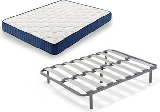 HOGAR 24 Hogar24 - Vl94 - Colch&oacute;n + Somier Edra, Medida 135x200 Cm. Nucleo Alta Densidad Transpirable Con Tejido 3d Y Aloe Vera