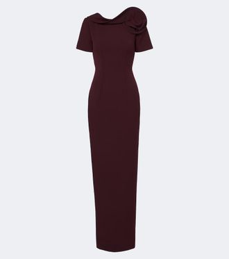 Roland Mouret Floral-appliqu&eacute; cr&ecirc;pe midi dress
