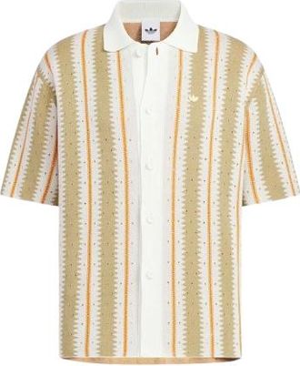 adidas Resort Crochet Polo Knit Beige White KE5834