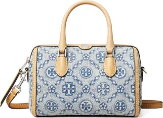 Tory Burch Petite T Monogram Jacquard Barrel Bag in Powder Blue at Nordstrom