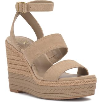 Vince Camuto Esmia Ankle Strap Platform Wedge Sandal in Tortilla at Nordstrom, Size 7.5