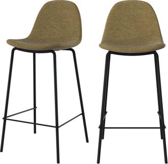 Rendez-Vous D&eacute;co Rendez-vous D&eacute;co - Set De 2 Sillas Para Isla Central En Tela Verde Kaki 65 Cm - Henrik