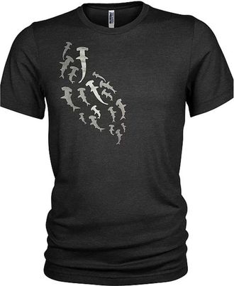 Generic Metal Effect Hammerhead Shark Shoal - Scuba Diving Mens Cotton T-Shirt (XXX Large) Black