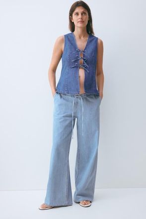 H&M Mama denim drawstring pants in Light Denim Blue at Nordstrom, Size Xx-Large
