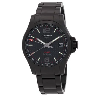 Longines Conquest Perpetual Quartz Black Dial Mens Watch L3.718.2.66.6