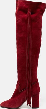 Aquazzura Red Suede Knee Length Boots