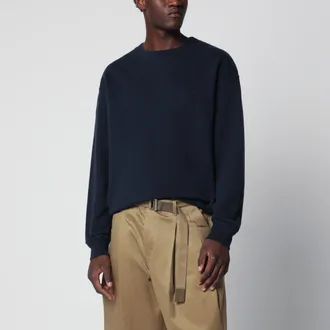 J.W.Anderson Felpa con ricamo logo blu navy in cotone