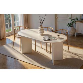Dmora Mesa Fija Monterano, 6 Plazas, Forma Ovalada, Peso Soportado 70 Kg, 180x89.5x75h Cm Blanca