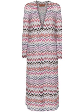 Missoni open-front chevron long-length cardigan - Pink
