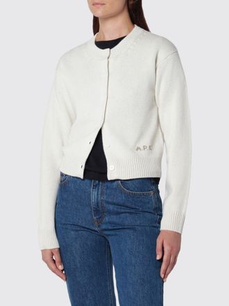 A.P.C. A. P.C. Cardigan girocollo in pura lana con logo a contrasto