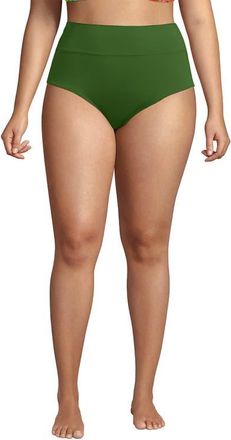 Lands End Chlorine Resistant Pinchless High Waisted Bikini Bottoms in Fusion Green at Nordstrom, Size 20W