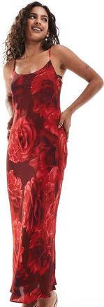 Ever New Petite slip maxi dress in red floral-Blue