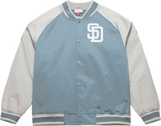 Mitchell & Ness Mens Mitchell & Ness Gray San Diego Padres Thunderstorm Head Coach Lightweight Satin Full-Snap Jacket at Nordstrom, Size Xx-Large