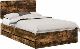 vidaXL Estructura De Cama Roble Ahumado 120 X 190 Cm Madera Ingenieril Vidaxl