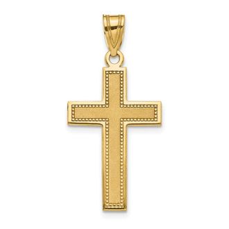 Diamond2Deal 14k Yellow Gold Medium Satin Cross Pendant