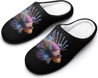 Generic Cute Lionfish Funny Mens Cotton Slippers Soft Non-Slip Rubber Sole House Slipper Indoor Outdoor
