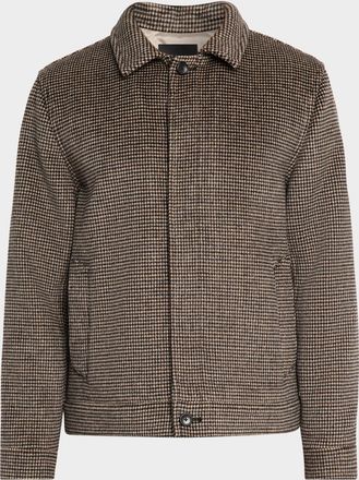 Vince Mens Houndstooth Button-Front Bomber Jacket