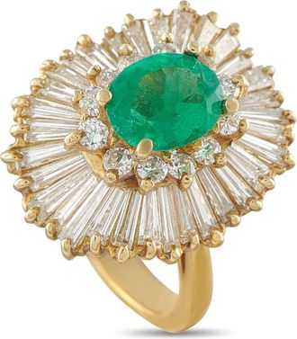 Luxury Bazaar 18K Yellow Gold 4.50ct Diamond and Emerald Ring MF33-050726