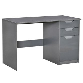 TJ Hughes Computer Desk with Drawers Modern Writing Workstation with Storage Cabinet PC Study Table for Home Office Study - Grey - TJ Hughes