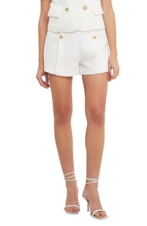 endless rose Double Button Tweed Shorts in White at Nordstrom, Size Medium