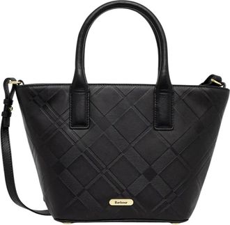 Barbour Birch Deboss Leren Tote - Dames - Shoppers - Zwart - ONE Size - Katoen - Tassen