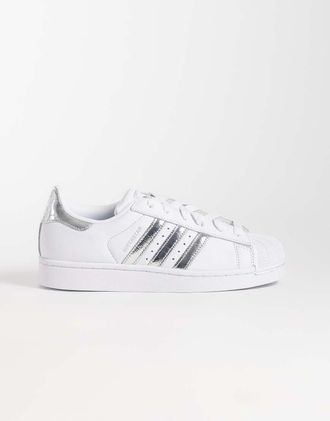 adidas Originals Superstar II - Sneakers bianche e argento metallizzato-Bianco