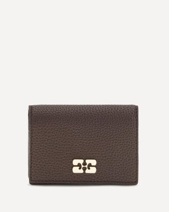 Ganni Portacarte con patta in pelle martellata Woman UNI
