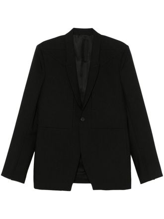 Rick Owens Fogpocket Soft blazer - men - RWS Virgin Wool/Cotton/Buffalo Horn/Cupro - 48 - Black
